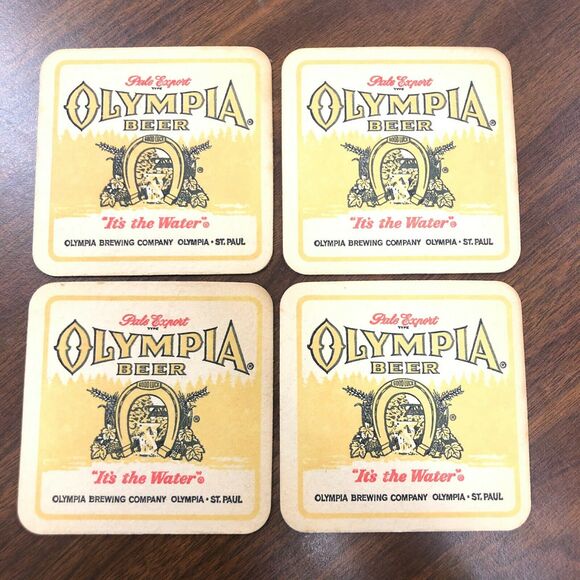 4 Vtg Olympia Beer Pale Export Beer Mat Coasters Square Paperboard 3 3/8" - Picture 5 of 5